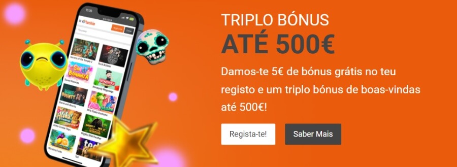 5€ grátis + bónus de boas-vindas até 500€ na Luckia.