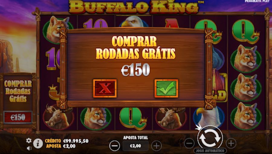 Compra de bónus no Buffalo King slot.