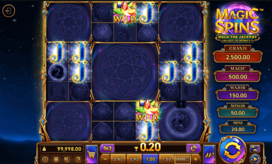 4. Jackpot e vitórias máximas na Magic Spins slot.