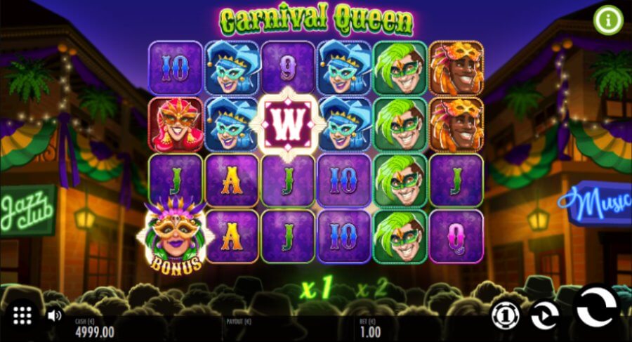 4. Prémios máximos na Carnival Queen slot.