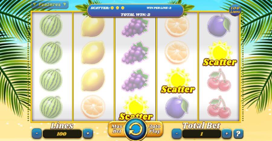 4. Scatters da 100 Juicy Fruits slot.