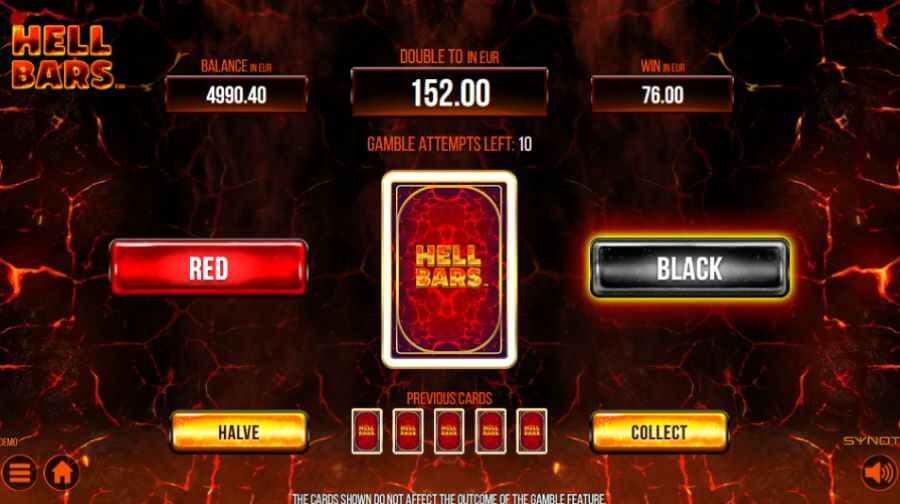 5. Apostar os seus ganhos da Hell Bars slot.