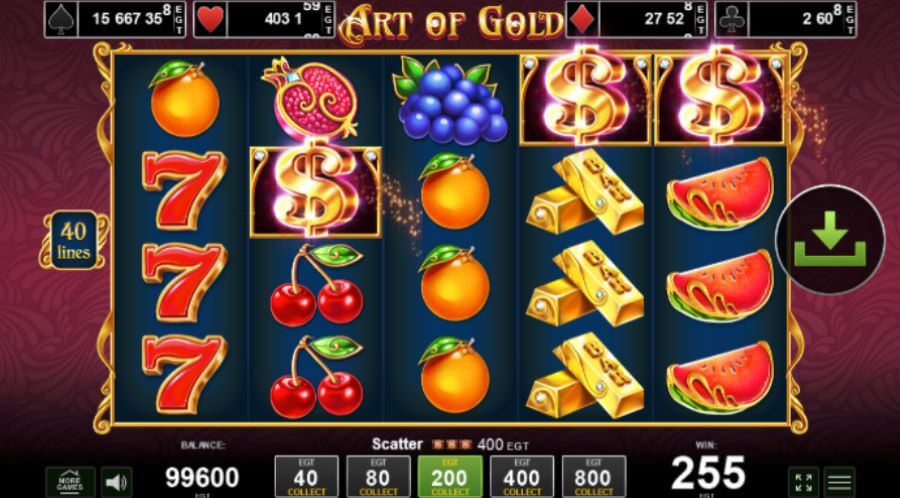 5. Scatters na Art of Gold slot.