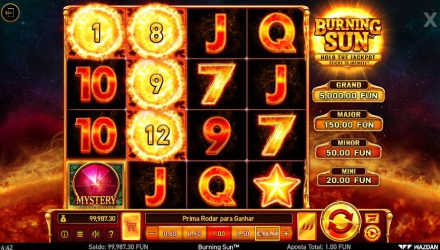 5. Símbolos Sticky to Infinity na Burning Sun slot.