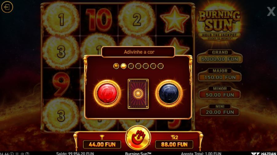 8. Apostas os seus ganhos na Burning Sun slot.