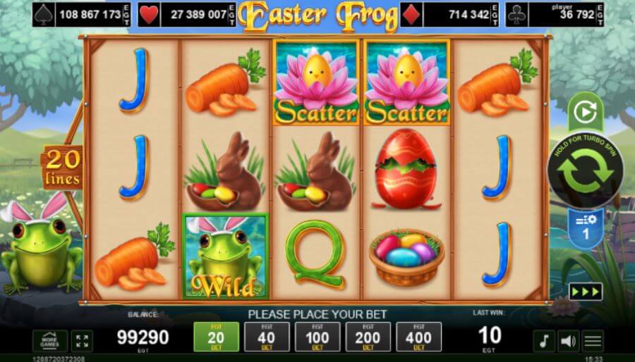 8. Gráficos e sons da Easter Frog slot.