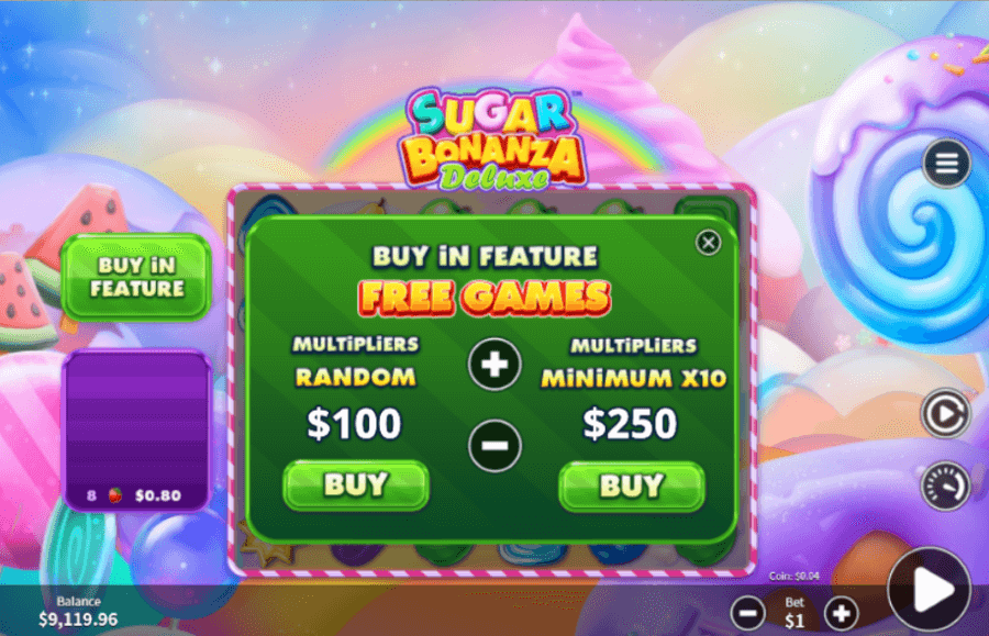 Compra de bónus na slot Sugar Bonanza Deluxe.