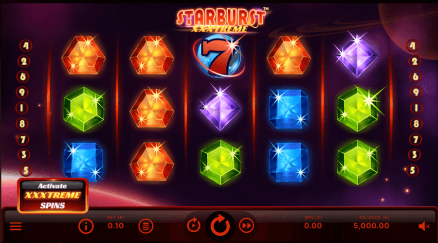 Jackpot ou vitórias máximas na slot Starburst XXXtreme.