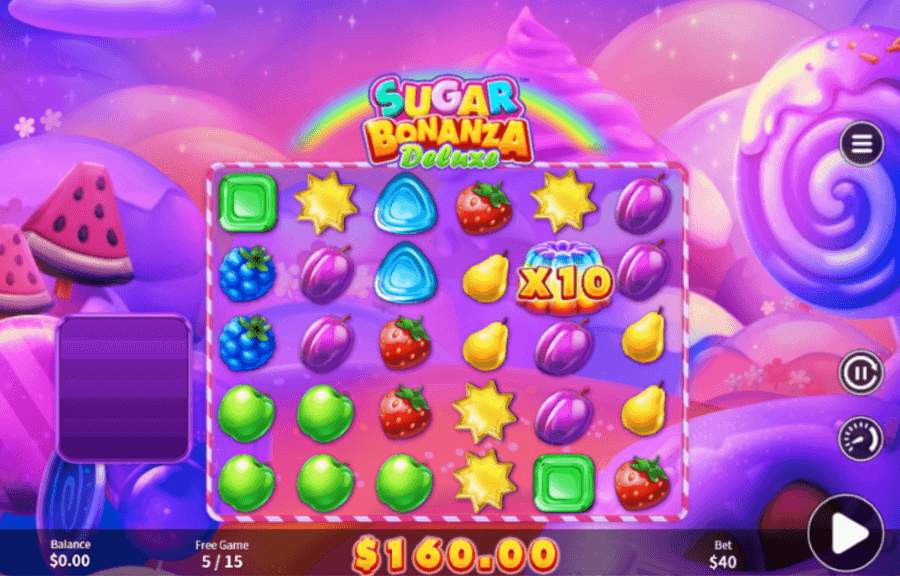 Multiplicadores na slot Sugar Bonanza Deluxe.