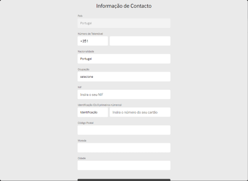 O registo de uma nova conta no Casino Betway