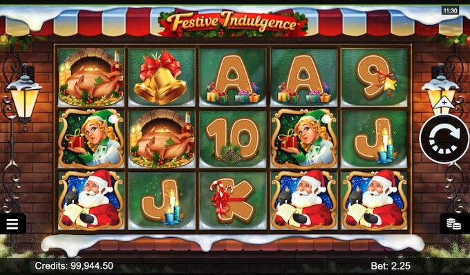 Design e símbolos da slot Festive Indulgence por Microgaming