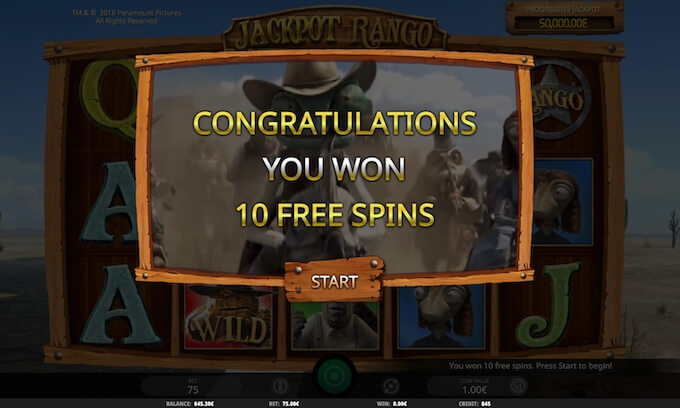 Free Spins na slot Jackpot Rango