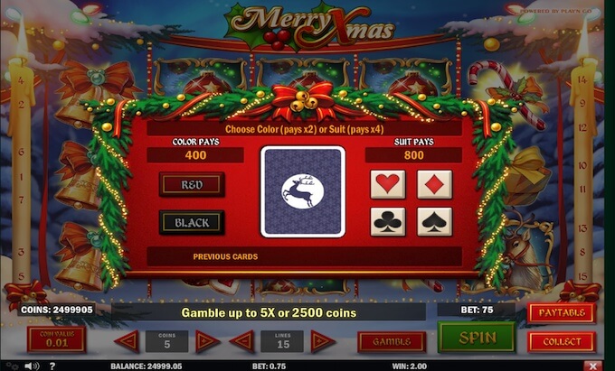 Recursos da slot Merry Xmas