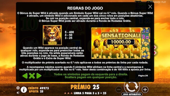 Regras da slot Hot Safari