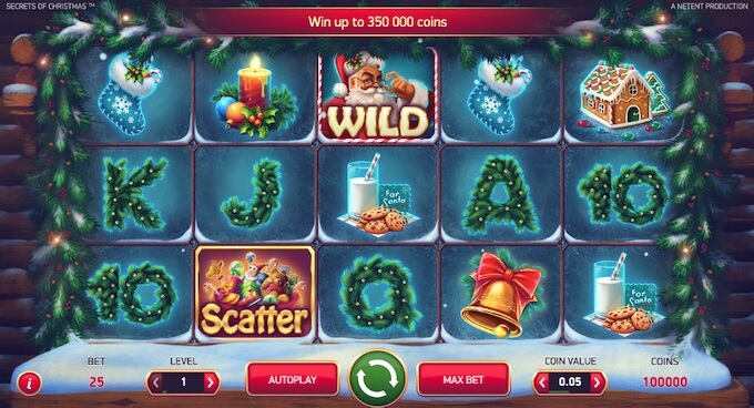 Símbolos da slot Secrets of Christmas 